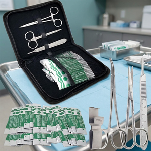Ensemble d'instruments chirurgicaux avec ciseaux, pinces, lames de scalpel pour étudiants en médecine, formation aux sutures, certifié CE ISO13485 - Product Image 1