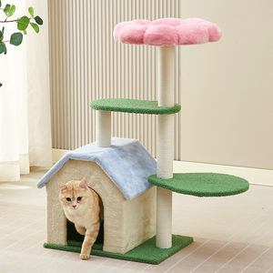 Nouvelle Conception Arbre à Chat en Bois Robuste et Durable avec Grande Maison pour Chat, Poteaux à Gratter et 4 Plateformes, Emballé en Carton pour Chats - Product Image 2