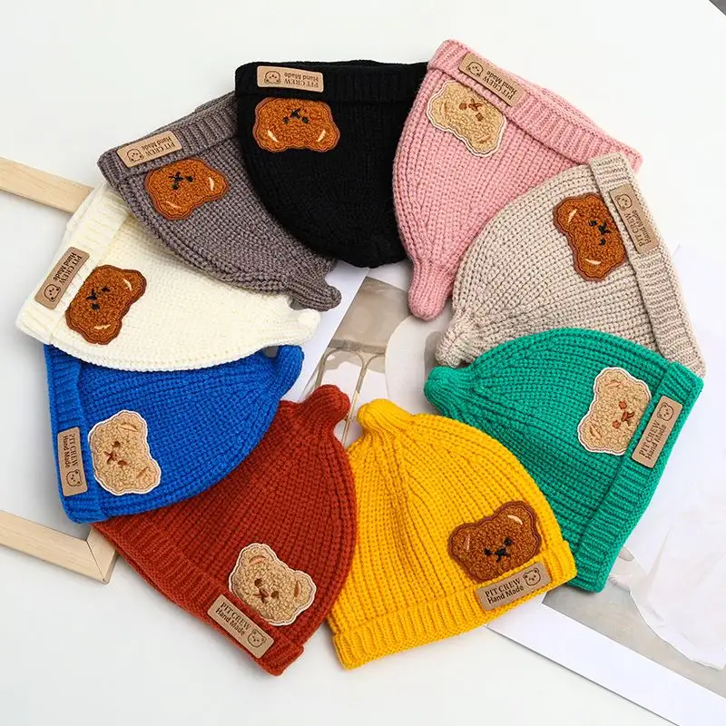 winter Newborn baby bear Hat super cute warm baby knitting wool Hat wholesale