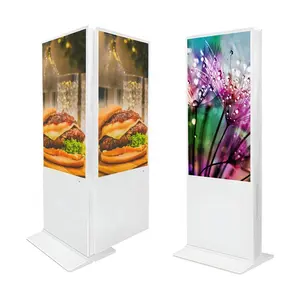 Siêu mỏng dọc đôi Sided cảm ứng màn hình LCD tầng quảng cáo wayfinding thông tin kiosk đa phương tiện Máy nghe nhạc