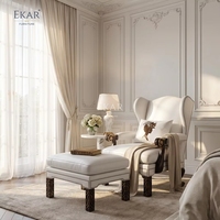 Fauteuil lounge EKAR Chateau Lafite &amp;   Ottoman |   Ensemble en velours capitonné classique français