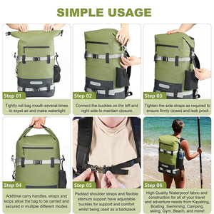 Sac étanche robuste pour la randonnée, le vélo, le camping, la natation, l'équipement de plein air, résistant à l'usure, flottant, sac en PVC - Product Image 3