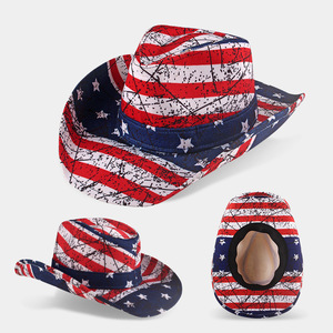 Sombrero de <span class=keywords><strong>Vaquero</strong></span> Personalizado con Diseño de Calavera y Cruz Pintados, Ala Moldeable, Estilo Occidental - Product Image 3