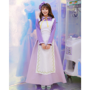 Costume d'Halloween XJ - Robe de demoiselle d'honneur de château, théière violette, soubrette française, jeu de rôle de conte de fées - Product Image 2