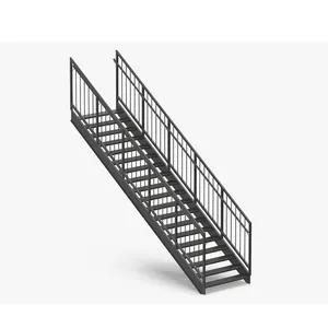 Outdoor metal fire escape staircase exterior prefab mild steel stairs