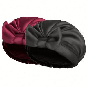Nuevo Gorro de Ducha de Satén de Color Sólido para Mujer, con Lazo, Informal, Diario, Impermeable - Product Image 2