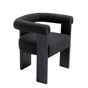 Silla de Comedor de Estilo Contemporáneo de Mediados de Siglo, de Alta Calidad, con Forma Personalizada, Tapizada en Tela Bouclé y Madera de Caucho, Silla Tapizada en Terciopelo <span class=keywords><strong>para</strong></span> el Hogar - Product Image 1