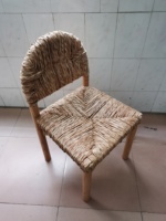 Chaise de salle à manger en teck et frêne massif, tressée en jonc de mer naturel, personnalisable, pour salon moderne ou restaurant