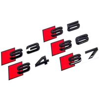 Juego de Emblemas Negros para Parrilla Delantera y Placa de Identificación para Parachoques Trasero para Audi A3 A4 A5 A6 A7 A8 Q3 Q5 Q7, Reemplazo Estándar OE