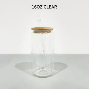 Lot de 50 verres à boire élégants de 16 oz, verres à bière transparents avec couvercle en bambou pour la sublimation et les films UV DTF - Product Image 4