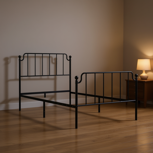 <b>Black</b> Powder Coated Steel Twin Bed <b>Frame</b> Rectangular Metal Bedroom Furniture Industrial Design - Product Image 2