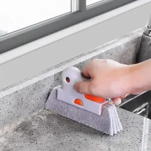 Multifunctional gap cleaner tool handheld abrasive scouring magic pad brush for door track window groove cleaning