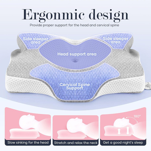 Oreiller cervical en mousse à mémoire de forme, contour ergonomique <span class=keywords><strong>pour</strong></span> le cou et les épaules, oreillers de sommeil rafraîchissants <span class=keywords><strong>pour</strong></span> les dormeurs sur le dos, le ventre et le côté - Product Image 3