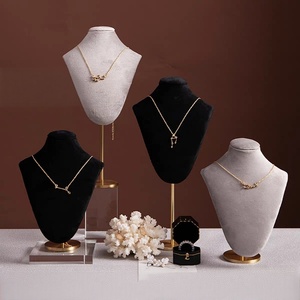 Phụ nữ của đồ trang sức hiển thị đứng nhung dọc ánh sáng sang trọng cửa hàng truy cập hiển thị đồ trang sức đạo cụ Vòng cổ đứng giá - Product Image 1