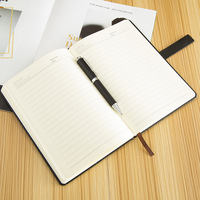 Agenda A5 personnalisé de luxe Carnet de reliure en cuir PU avec fil à coudre style imprimé et coffret cadeau pour bureau d'entreprise