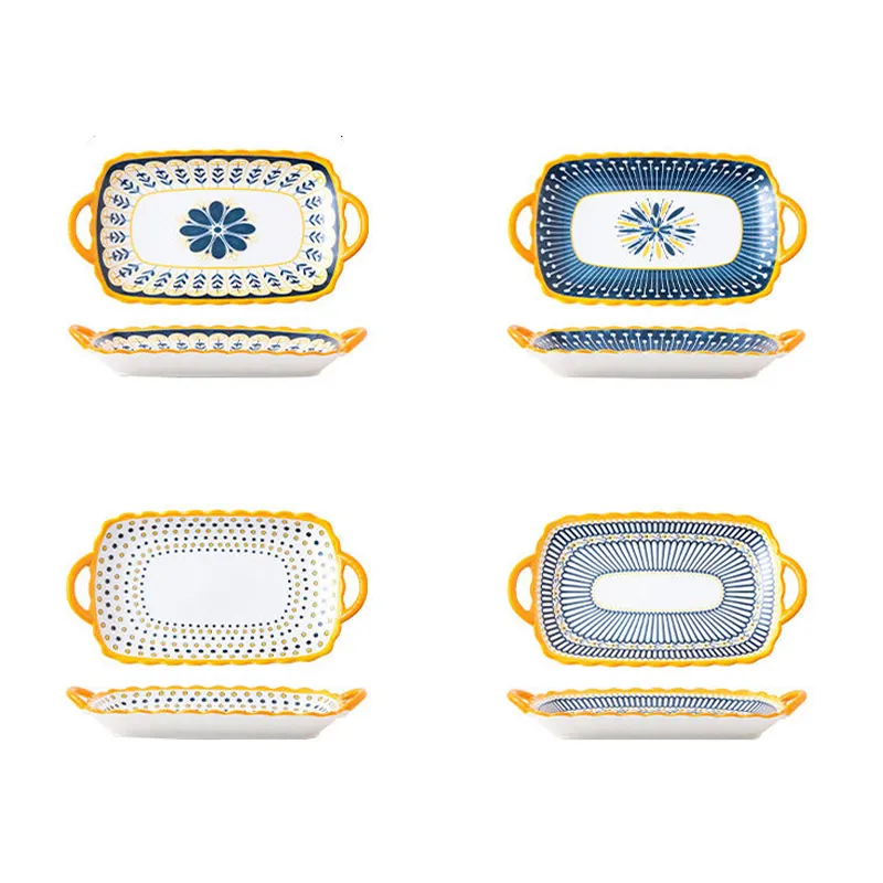 Nordic Ceramic Baking Plates and Dishes Porcelain Salad Ramen Bowls Dinnerware Set Kitchen Accessories