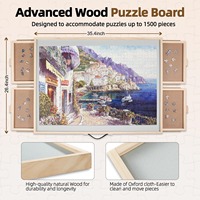 Table de puzzle inclinable et rotative 2-en-1 2025, cadeau pour adultes, table de puzzle en bois, table de puzzle portable avec 4 tiroirs