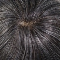 Prothèse capillaire indienne ondulée avec 30 % de cheveux gris, en dentelle complète, pour hommes, quatre trous, ligne de cheveux naturelle, 6 pouces, Sinoland