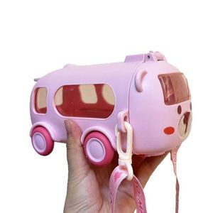 Meilleur Prix – Bouteille d'eau mignonne de 500 ml en forme de bus de dessin animé, gourde scolaire pour enfants avec paille et cordon - Product Image 6