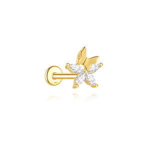 HGC 316 <span class=keywords><strong>L</strong></span> 16G 18G 14G <span class=keywords><strong>Piercing</strong></span> Hélix à dos plat et <span class=keywords><strong>Piercing</strong></span> Labret papillon avec Zircon Cubique, Bijoux d'oreille tendance pour femme - Product Image 1