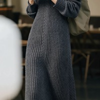 Robes et tricots pour femmes en laine élégante, taille plus, personnalisables, ODM, coupe droite simple, douces et chaudes, mi-longues, pour l'automne