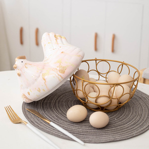 Ceramic Hen Egg <b>Basket</b> <b>With</b> <b>Lid</b> Fresh Keeping Kitchen Storage Decorative Fruit Garlic Potato Container - Product Image 3