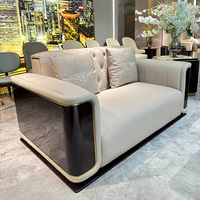 Canapé d'angle modulable en cuir véritable KMJ, collection de luxe pour salon de villa, en promotion