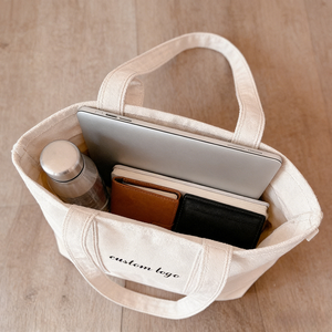 Sac fourre-tout en toile de coton sur mesure, grand format, fait main, réutilisable, sac à bandoulière pour le shopping avec poches zippées, écologique, vente en gros - Product Image 3