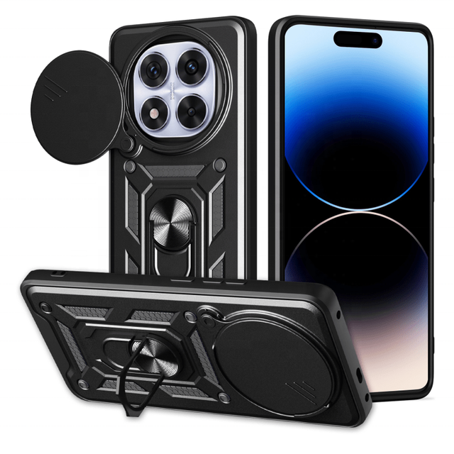 For Xiaomi Redmi Note 14 Pro Plus Case 5G Redmi Note 14 Pro 13 Pro 4G 12 11 PC Slide Camera Cover Ring Stand Shockproof Armor