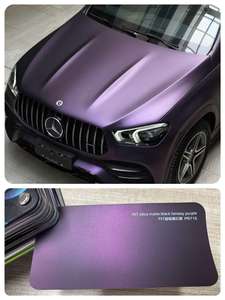 Film de protection de carrosserie pour voiture en PET noir mat effet violet, installation <span class=keywords><strong>à</strong></span> sec sans bulles, protection UV, anti-rayures, en promotion - Product Image 3