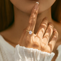 Bagues de fiançailles ovales en moissanite, plaquées or 18 carats, argent sterling 925, diamant solitaire créé en laboratoire, bague de promesse pour elle, femme