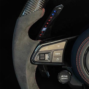 Volant en fibre de carbone <span class=keywords><strong>OLED</strong></span> RGB <span class=keywords><strong>LED</strong></span> avec garniture en Alcantara suède et surpiqûres rouges, bouton de sélection de mode de conduite, palettes lumineuses RGB pour Audi A/<span class=keywords><strong>Q</strong></span>/S Series - Product Image 2