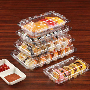 Cajas de plástico para llevar sushi, recipientes transparentes desechables para envasar alimentos con tapa, ideales para hornear y repostería. - Product Image 2