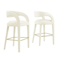 Tabouret de bar moderne en similicuir avec structure en bois, chaise de comptoir sans accoudoirs pour la maison, la salle à manger et le restaurant