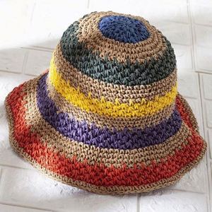 Rainbow Casual Unisex Straw <b>Hat</b> <b>Bag</b> Set Sun Protection Travel Beach Outdoor <b>Hat</b> for Fishing & Ski - Product Image 5