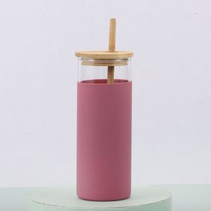 Ywjc - Vasos de Vidrio de Borosilicato Más Vendidos, Botella de Agua con Tapa de Bambú y Pajita - Product Image 4
