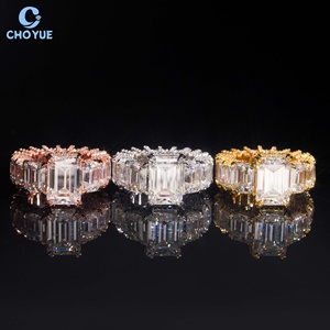 Luxury Wedding <b>Emerald</b> Moissanite Band Iced Out Solid Sterling <b>Silver</b> 925 Hip Hop Jewelry VVS Moissanite Diamond Band <b>Ring</b> - Product Image 4