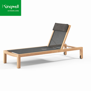 Chaise longue de luxe moderne en teck pour l'extérieur, idéale pour la piscine, la plage, le parc, l'hôtel, la villa ou la cour. - Product Image 2