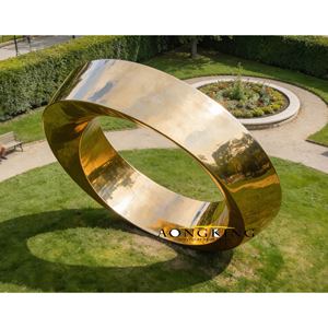 Sculpture moderne en métal, ornements décoratifs de jardin, géométrie de miroir en acier inoxydable abstrait de grande taille pour l'extérieur - Product Image 2