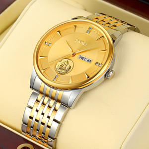 Montre chronographe ronde pour homme, montre-bracelet de luxe en acier inoxydable, montre à quartz étanche 30M - Product Image 1