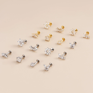 Getta Jewelry G23 ASTM F136 Piercing de Nariz de titanio Anillo de Labret sin rosca clásico Pendientes de tuerca con curva trasera plana para mujer - Product Image 5