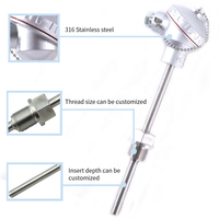 PT100 Temperature Sensor Probe With 1 2 Inch NPT Threads Terminal Head High Temperature Resistance Thermocouple RTD Sensor