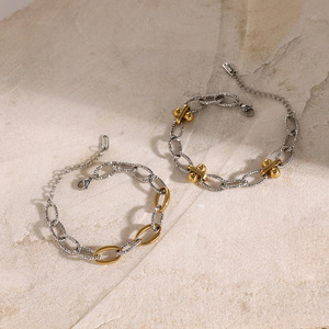 Fashion Chain Link Bracelet Gold Silver Color <b>Block</b> O <b>Shape</b> Hammered Texture Women's Jewelry Gift - Product Image 4