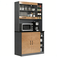 Buffet de cuisine moderne en bois multifonctionnel, armoire de rangement autonome, buffet, armoire de présentation, vitrine à 4 portes