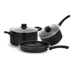 5 Pcs Non Stick Cookware Set with Soft Touch Handles, Casserole with <b>Lid</b> 24cm Sauce <b>Pan</b> with <b>Lid</b> 20cm & Fry <b>Pan</b> 24cm - Product Image 4