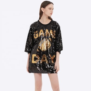 Stock de nouveauté chemise pour le jour du match chemise à paillettes personnalisée hauts chemise vêtements maillot de football graphique à paillettes <span class=keywords><strong>haut</strong></span> pour femmes - Product Image 6