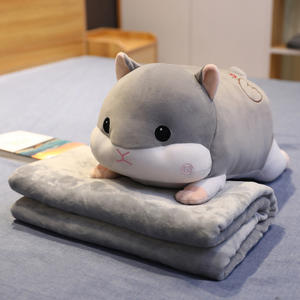 หมอนผ้าฝ้ายนุ่มรูปหมูพร้อมผ้าห่ม ตุ๊กตาหมู หนูแฮมสเตอร์ ของเล่นตุ๊กตา หมอนนอน - Product Image 2