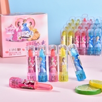 Op Maat Gemaakte Kleurrijke Fruitsmaak Lichtgevende Lippenstift Lolly Boxed Kinderspeelgoed Snoep Zoete Harde Snoep