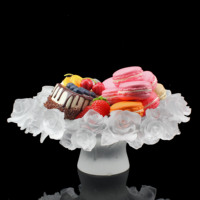 Fengmingliuli Art Crystal Glass Plate met bloemmotief, letterpressdruk, gegraveerd, dienblad voor gedroogd fruit - rond, transparant design