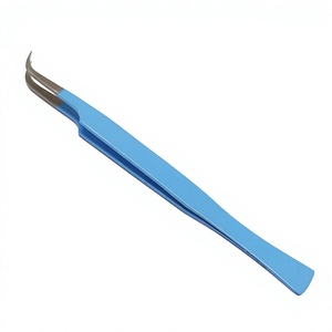 Outils de beauté et de maquillage professionnels, pince à épiler courbée J avec couche de Base, accessoire de couleur bleu marine, de haute qualité, outils testés à la main - Product Image 1